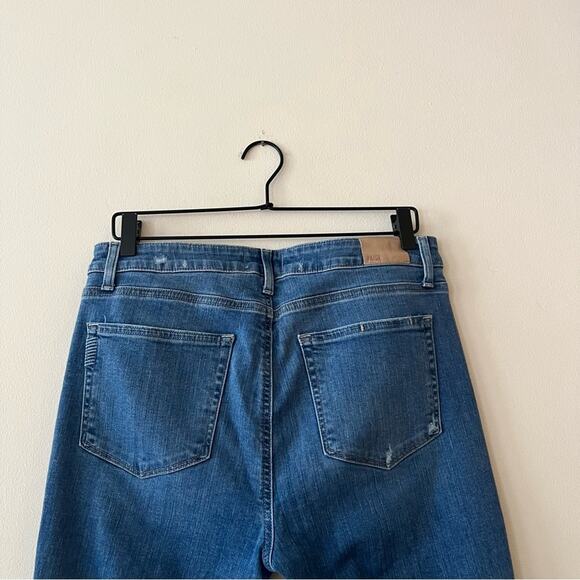 Paige High Rise Manhattan Bootcut Jeans in Spritz Distressed - Picture 8 of 8